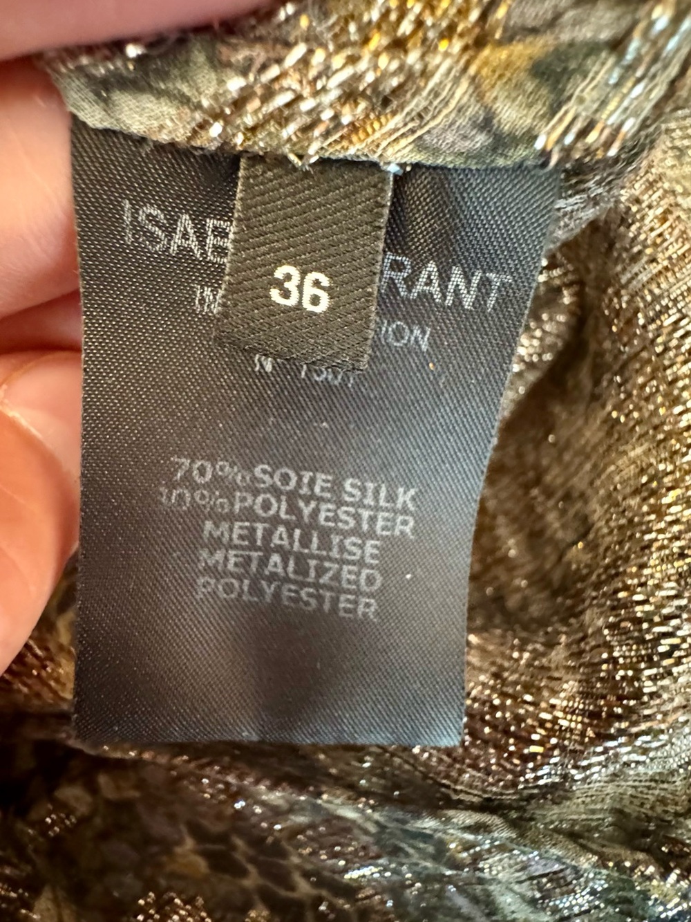 Isabel Marant Brown, Gray, Purple Snake-Print Long Sleeve Metallic Top, Size 36 - Picture 7 of 13